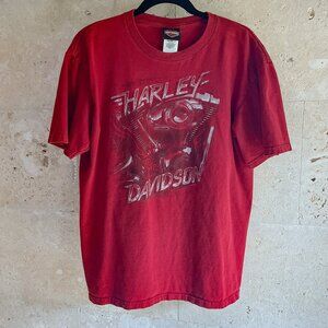Vintage Y2K Harley Davidson Maroon T Shirt - Atlantic City NJ - Men's Size Large